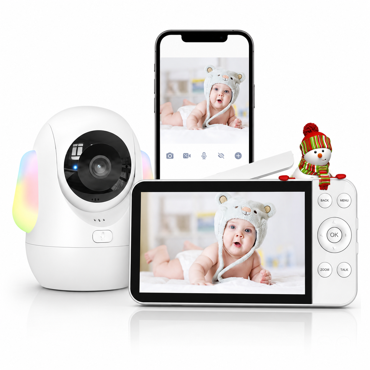  Nursib - 5.5-inch HD split-screen video baby monitor - Baby monitor with night vision camera