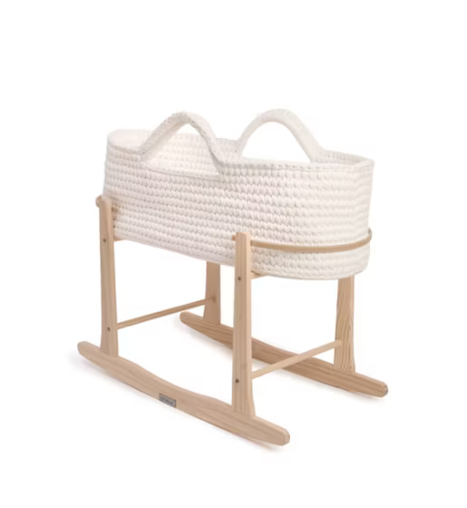 Clair de Lune Crochet Moses Basket White Birth to 6 Months