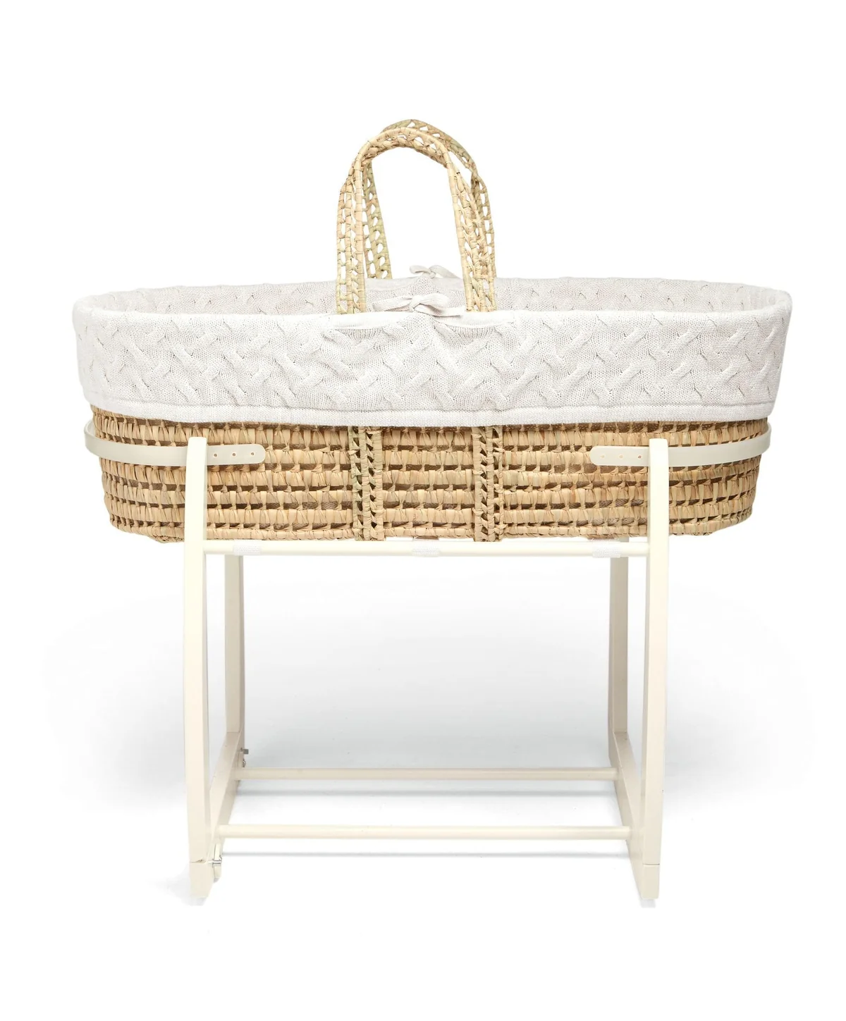 Mamas & Papas Moses Basket White Cable Knit Birth to 6 Months