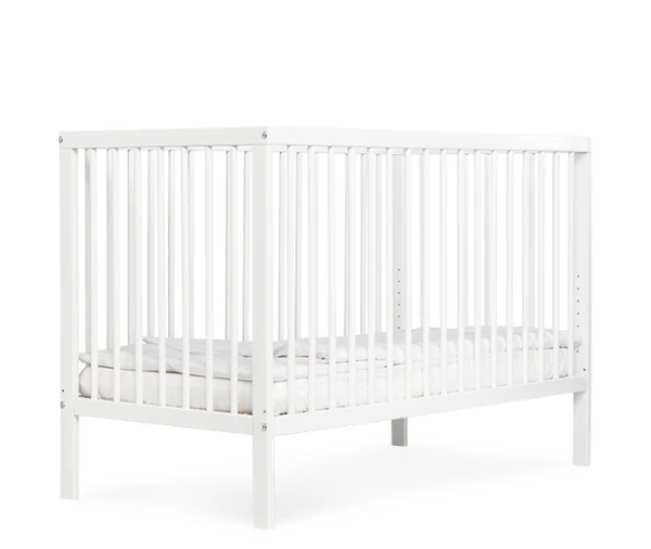 moKee Mini Cot Bed with Aloe Vera Mattress White Birth to 3 Years