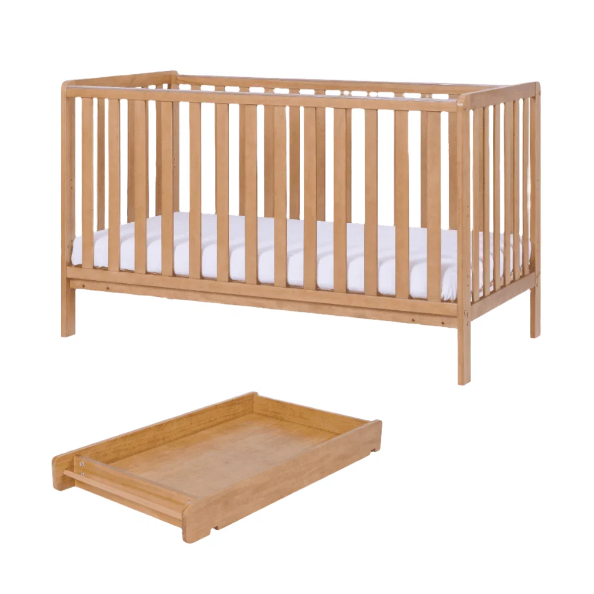 Tutti Bambini Malmo Cot Bed with Changer Oak Birth to 6 Years